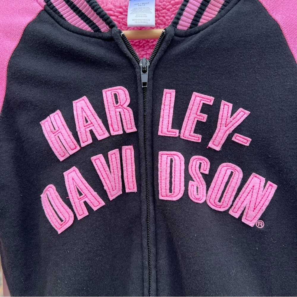 ⬇️Harley-Davidson Kids Jacket Size 10/12 (Girl’s Size) Color Pink/Black - Picture 4 of 12